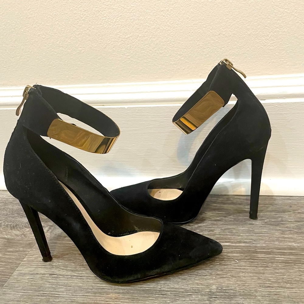 Black Suede Zara Basics Heels - Picture 1 of 5